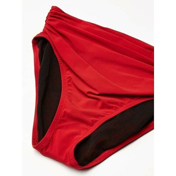 NEW Profile by Gottex Women Ruched High Waist Swimsuit Bottom Paprika Red Size 6 - Picture 3 of 3